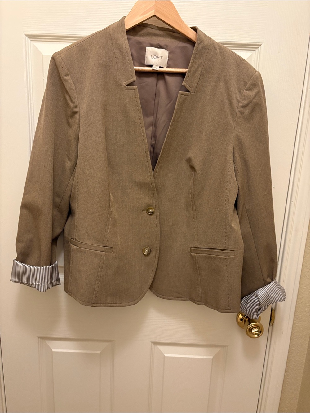 LOFT Women's Khaki/Tan Notchless Blazer A143